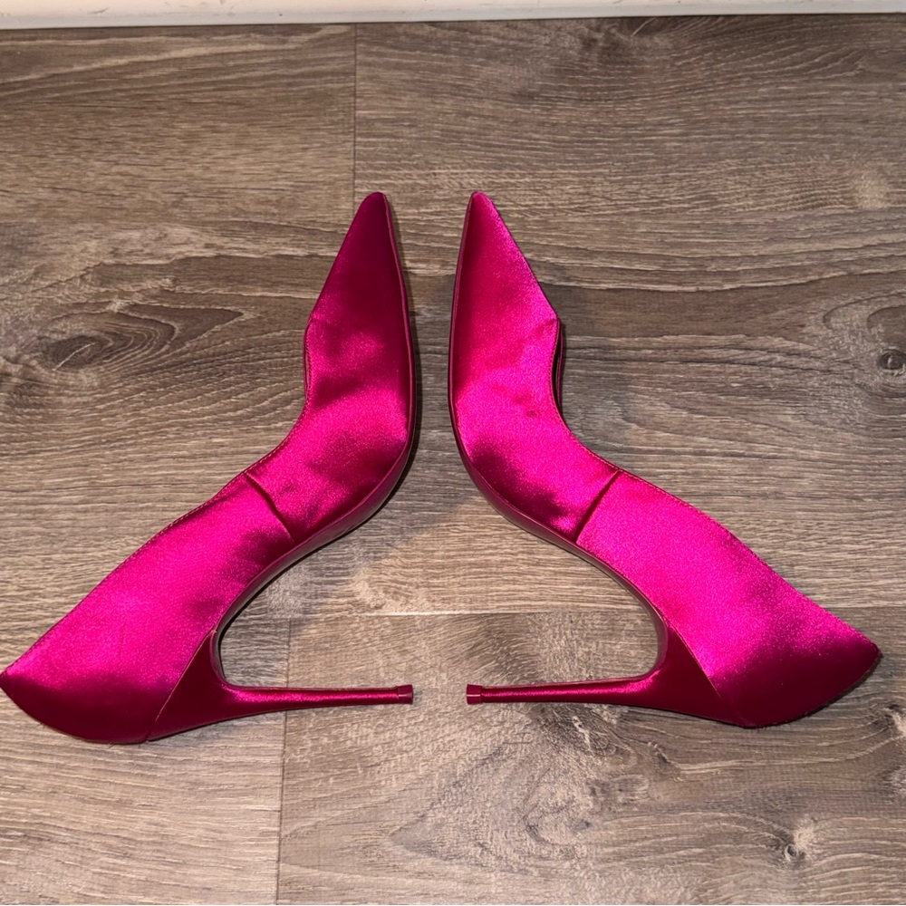 Aldo Fuchsia pink Satin Pointed toe Stiletto Pumps 8 - Picture 9 of 12